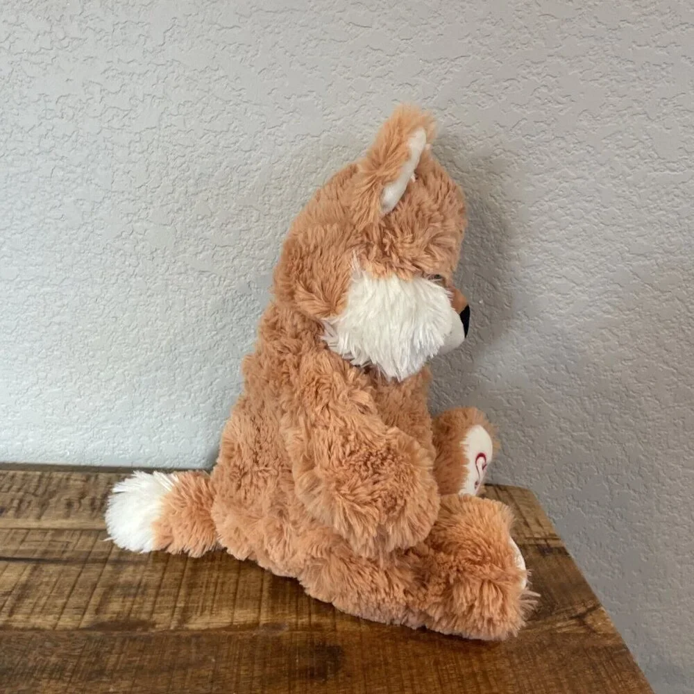 Inter American Fox Plush Orange Heart Foot Sitting Fuzzy Valentine Animal 12”